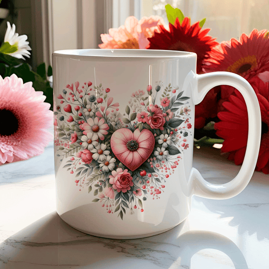 15 oz. Pink Floral Heart